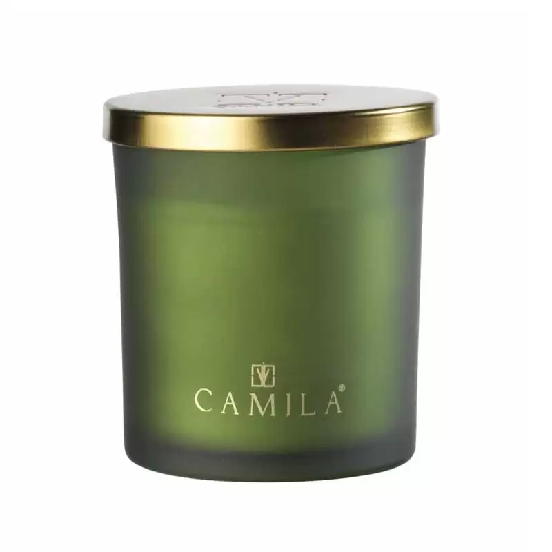 CANDELA PROFUMATA CAMILA  IN VASETTO DI VETRO 140G FRAGRANZA AGRUMI E CORIANDOLO CML24/894