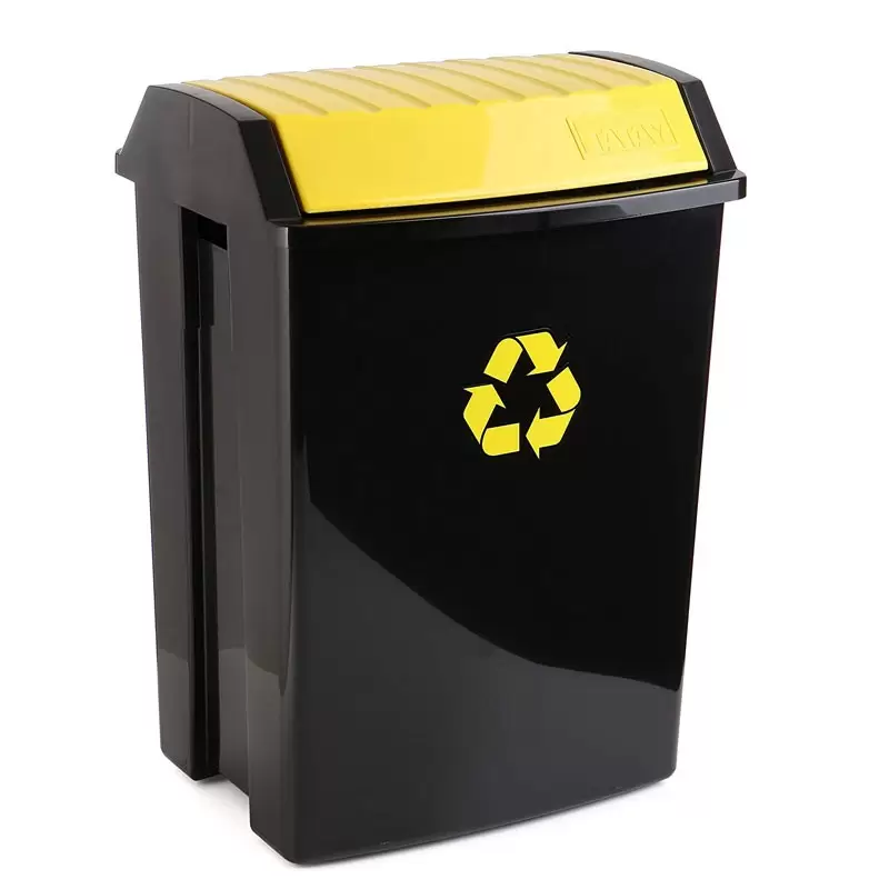 PATTUMIERA PER RACCOLTA DIFFERENZIATA NERO/GIALLO 50 L CON COPERCHIO BASCULANTE - 11023.02