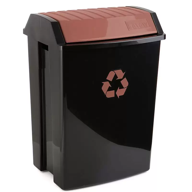 PATTUMIERA PER RACCOLTA DIFFERENZIATA NERO/MARRONE 50 L CON COPERCHIO BASCULANTE - 11023.03