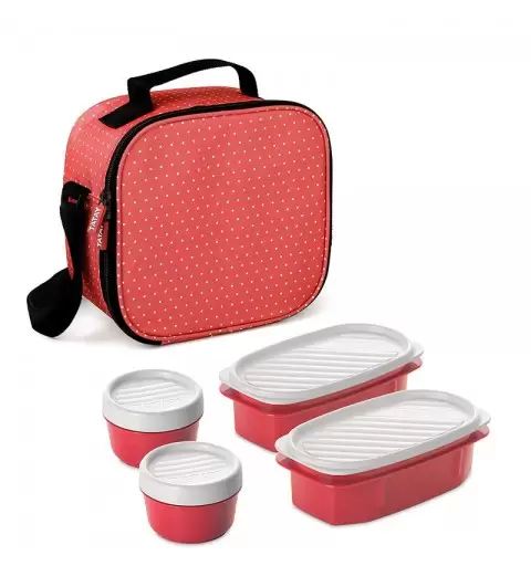 SET PRANZO URBAN FOOD DOTS 1 BORSA ERMETICA + 2 CONTENITORE PER ALIMENTI OVALE DA 0,5 L + 2 CONTENITORI PER ALIMENTI CON TAPPO A
