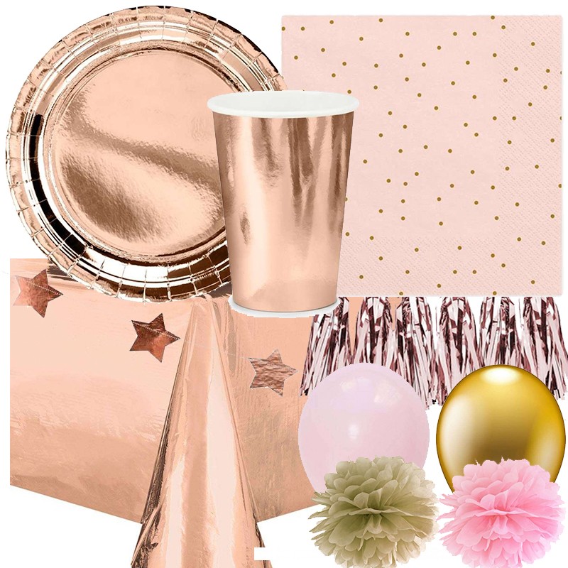 feste di compleanno kit di decorazioni per feste con pompon in oro rosa a pois in carta con glitter dorati per feste di nozze DreamJ 20 pezzi Dusty Rose baby shower 