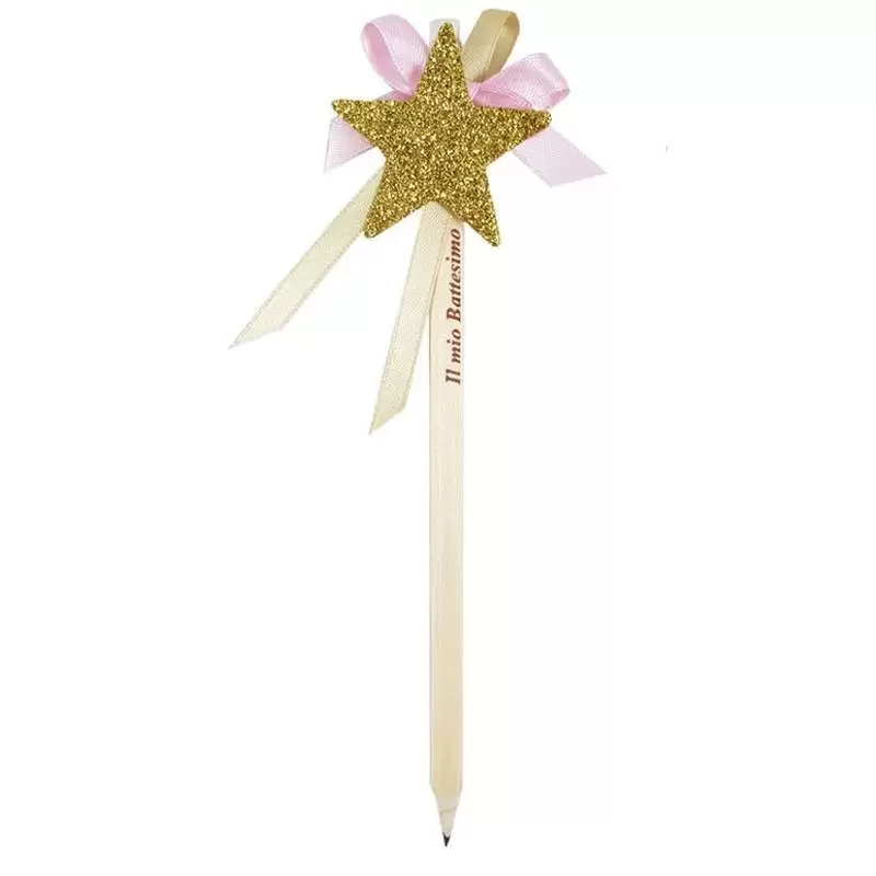 24 MATITE CON STELLE ORO GLITTERATE