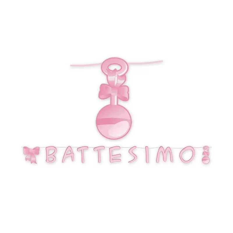 FESTONE MAXI BATTESIMO ROSA 61702
