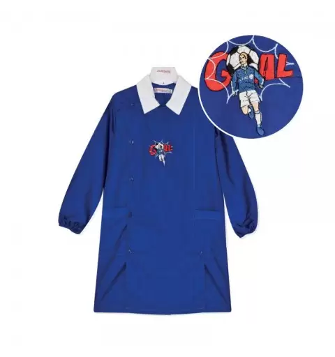 Grembiule scuola Bambino Blu  ricamo  Calcio-Goal L208 - TG 8 anni/75