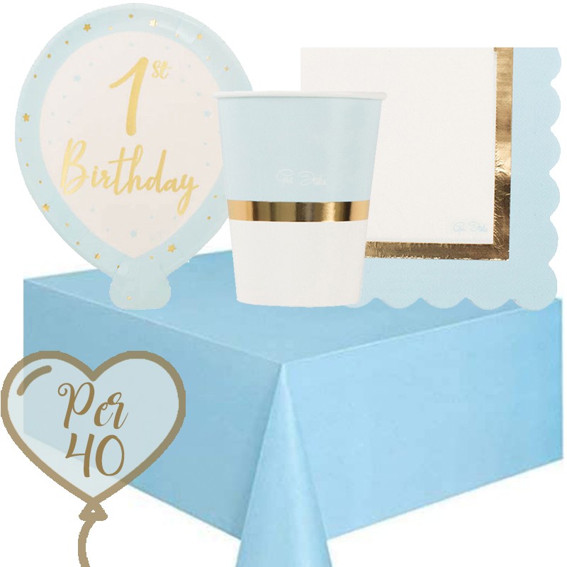 KIT N.3 BABY CHIC CELESTE PRIMO COMPLEANNO