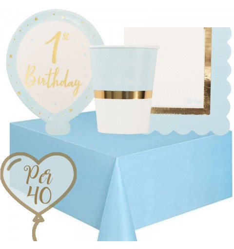KIT N.3 BABY CHIC CELESTE PRIMO COMPLEANNO