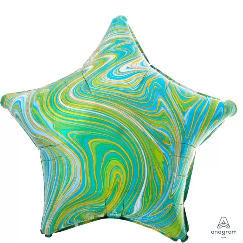 PALLONCINO FOIL STELLA MARBLEZ - EFFETTO MARMO BLU - VERDE 18 45 CM - 4210201