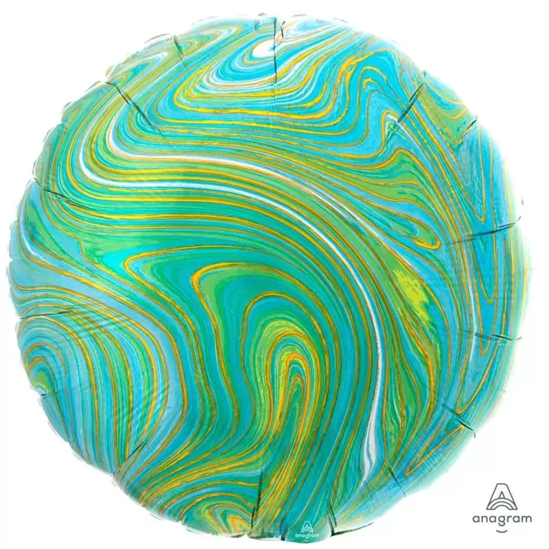 PALLONCINO FOIL TONDO MARBLEZ - EFFETTO MARMO BLU - VERDE 18 45 CM - 4208601