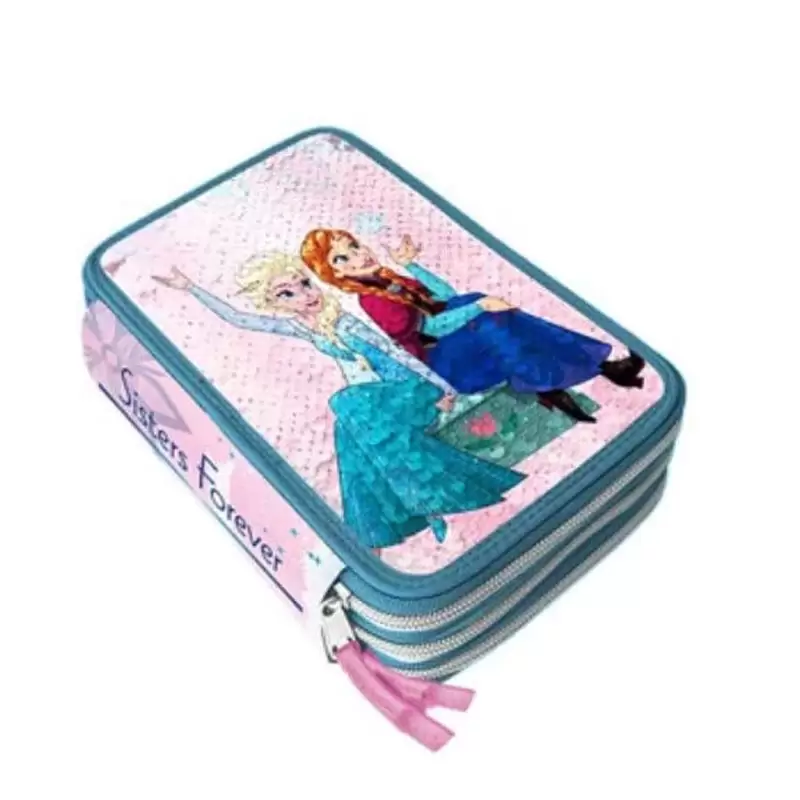 ASTUCCIO 3 ZIP CON PAILLETTES REVERSIBILI FROZENY - FR0629