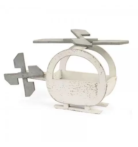 PORTA BOMBONIERE ELICOTTERO DI LEGNO BIANCO ALLESTIMENTI