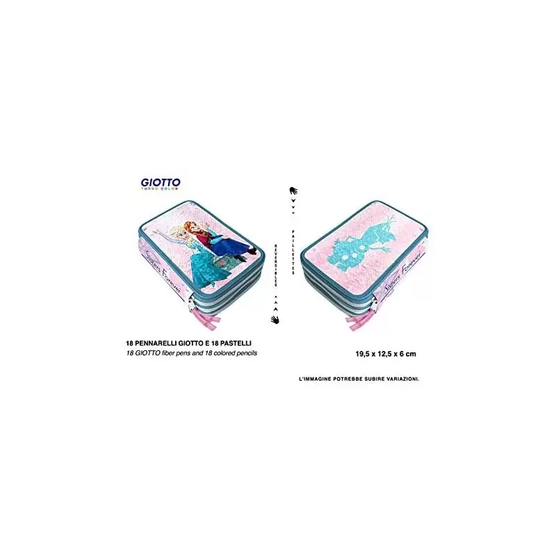 ASTUCCIO 3 ZIP CON PAILLETTES REVERSIBILI FROZENY - FR0629