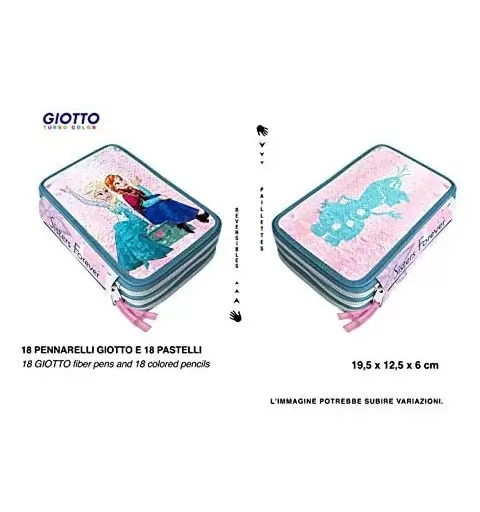 ASTUCCIO FROZEN 3 ZIP CON PAILLETTES REVERSIBILI