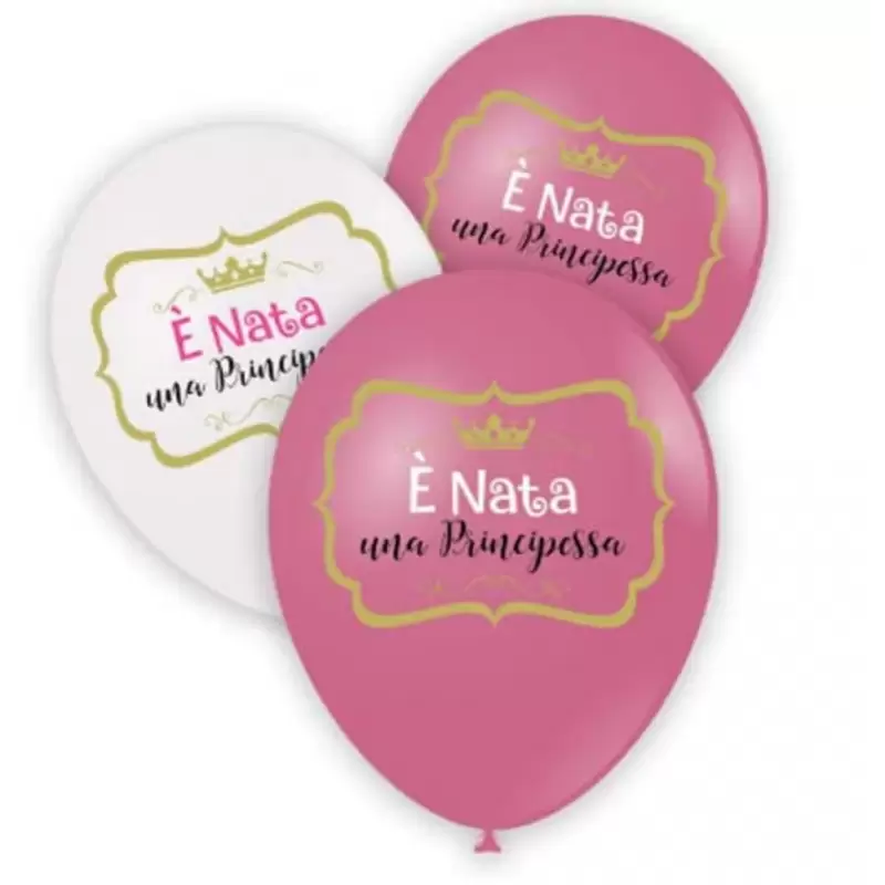 50 PALLONCINI È NATA UNA PRINCIPESSA ROSA E BIANCHI