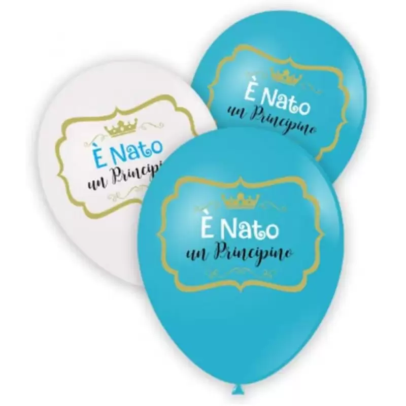 50 PALLONCINI È NATO UN PRINCIPINO CELESTI E BIANCHI
