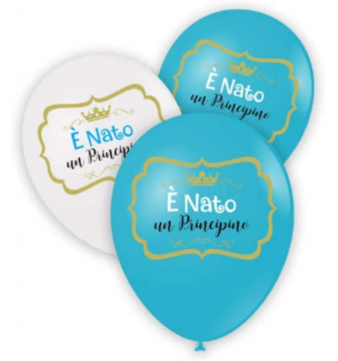 50 PALLONCINI È NATO UN PRINCIPINO CELESTI E BIANCHI