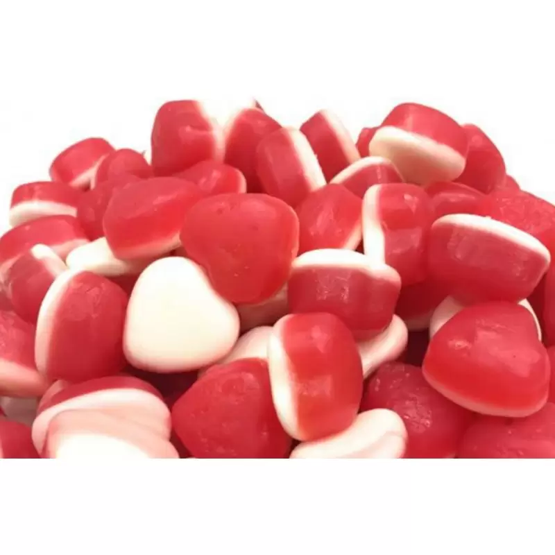 CARAMELLE GOMMOSE CUORI LUCIDI ROSSI E BIANCHI - 1 KG