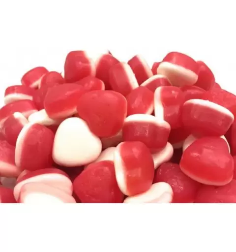 CARAMELLE GOMMOSE CUORI LUCIDI ROSSI E BIANCHI - 1 KG