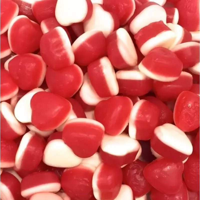CARAMELLE GOMMOSE CUORI LUCIDI ROSSI E BIANCHI - 1 KG