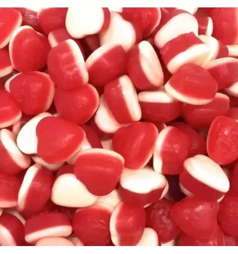 CARAMELLE GOMMOSE CUORI LUCIDI ROSSI E BIANCHI - 1 KG