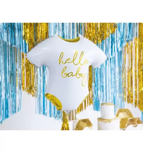 PALLONCINO FOIL BODY HELLO BABY BIANCO E ORO