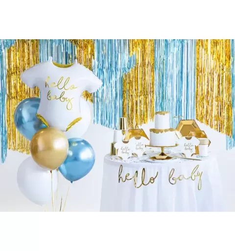 PALLONCINO FOIL BODY HELLO BABY BIANCO E ORO