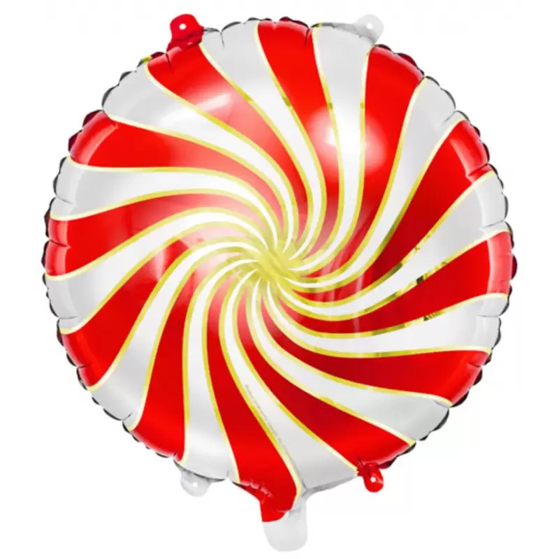 PALLONCINO FOIL CANDY ROSSO E BIANCO TONDO