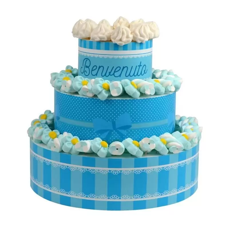 TORTA SCENOGRAFICA BENVENUTO CELESTE CON MARSHMALLOW