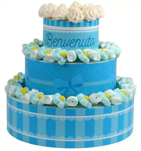 TORTA SCENOGRAFICA BENVENUTO CELESTE CON MARSHMALLOW