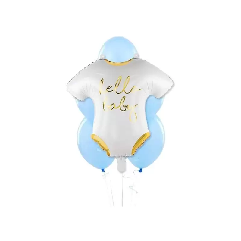 COMPOSIZIONE DI PALLONCINI HELLO BABY CELESTE
