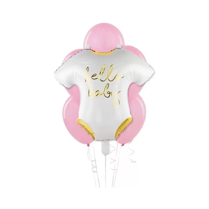 COMPOSIZIONE DI PALLONCINI BODY HELLO BABY ROSA