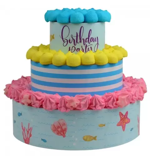 TORTA SCENOGRAFICA BIRTHDAY PARTY MARE MARSHMALLOW E VINILE