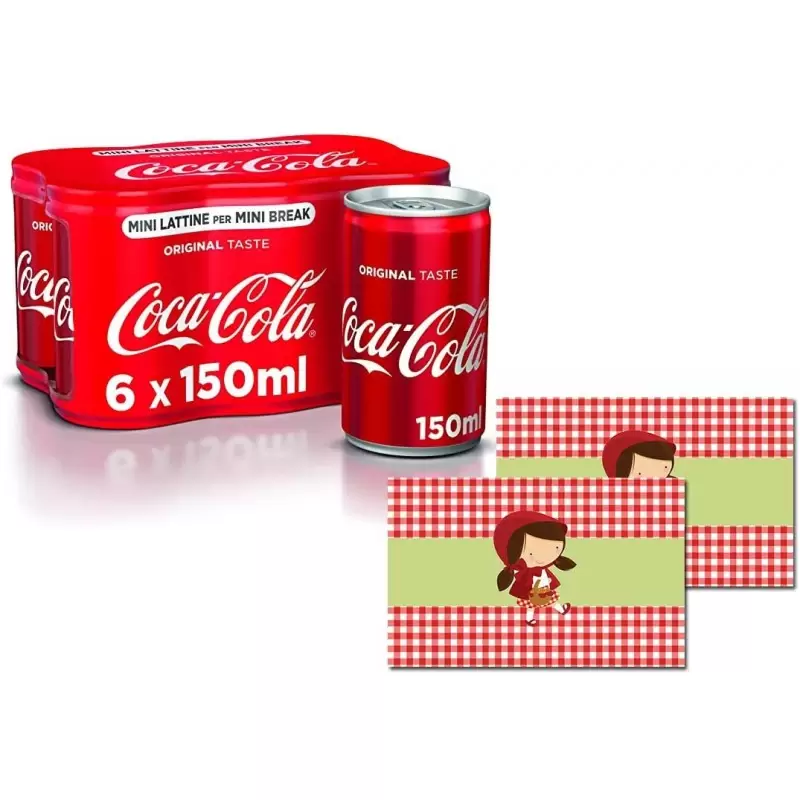 12 LATTINE DI COCA COLA CON FASCETTE CAPPUCCETTO ROSSO