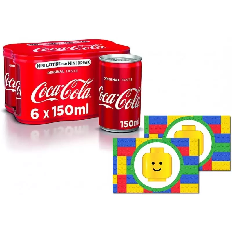12 LATTINE DI COCA COLA CON FASCETTE LEGO BLOCK PARTY