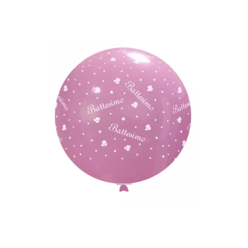 Palloncino Maxi Globo Battesimo Rosa 33-83cm