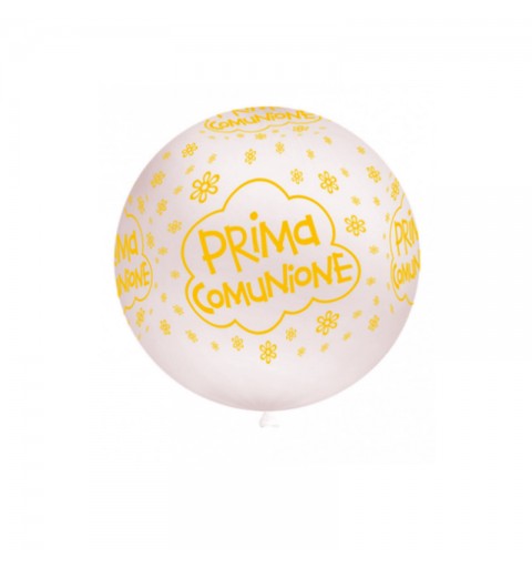 Palloncino Maxi Globo Prima Comunione Bianco / Giallo ocra 33-83cm