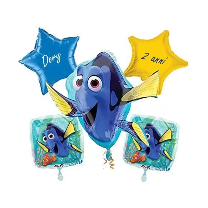 BOUQUET N.2 PALLONCINI ALLA RICERCA DI DORY PERSONALIZZABILE