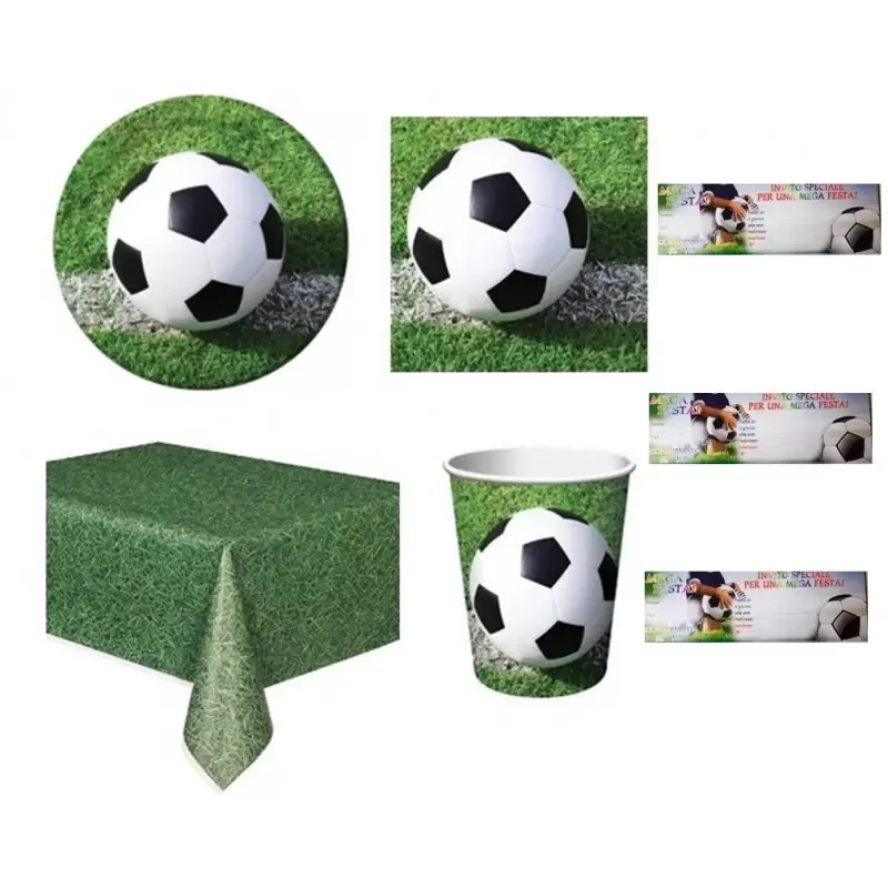 KIT N9 104 PZ COMPLEANNO TEMA CALCIO