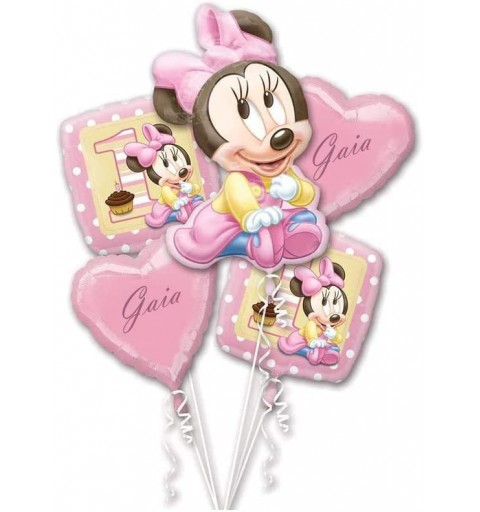 BOUQUET DI PALLONCINI N.2 MINNIE BABY PERSONALIZZABILE