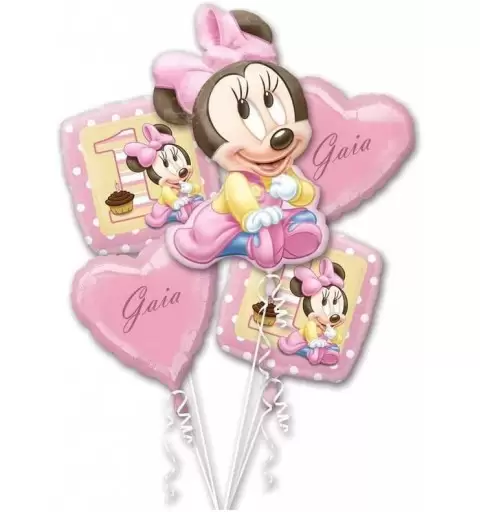 BOUQUET DI PALLONCINI N.2 MINNIE BABY PERSONALIZZABILE