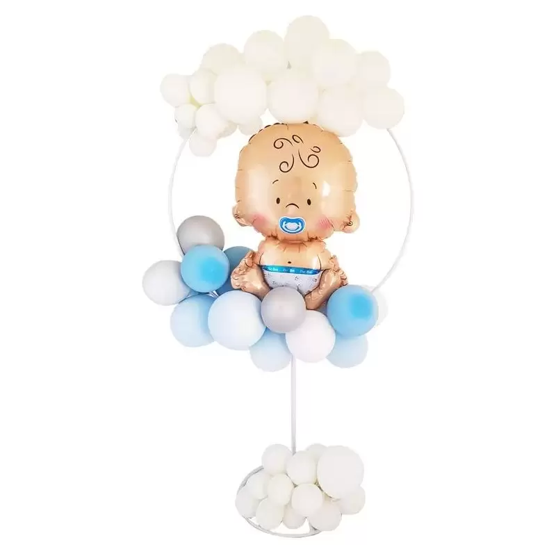 CERCHIO DI PALLONCINI BEBÈ CELESTE E BIANCO