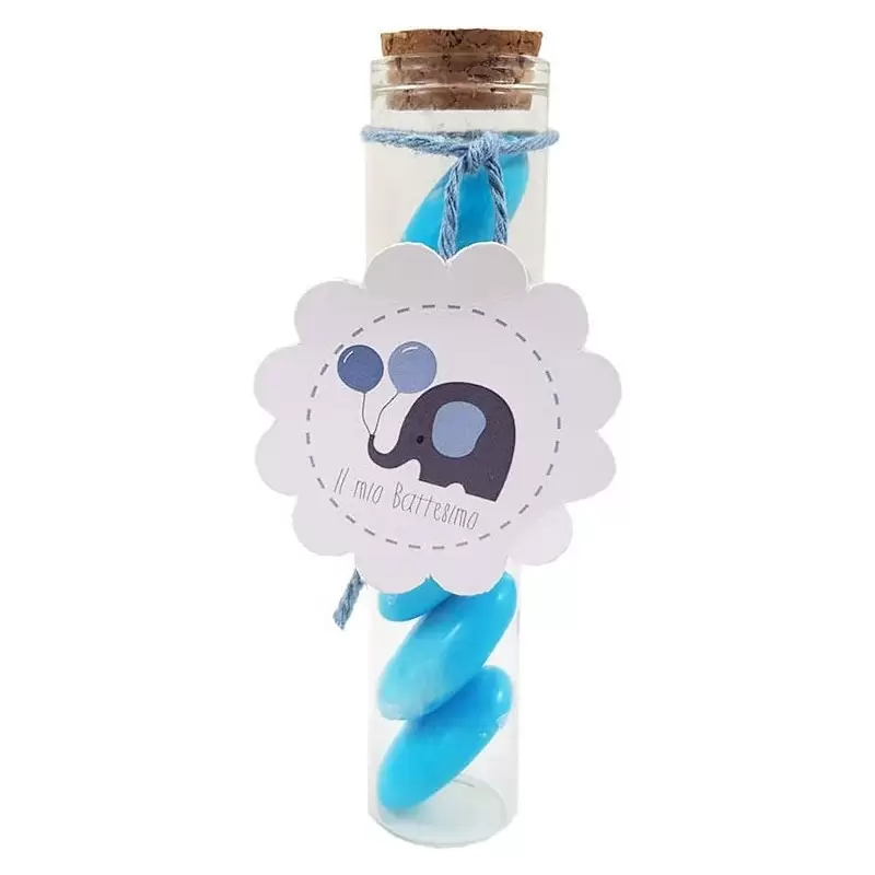 20 PROVETTE BATTESIMO BABY ELEPHANT CELESTE CON CIOCOPASSION