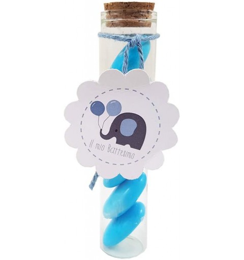 20 PROVETTE BATTESIMO BABY ELEPHANT CELESTE CON CIOCOPASSION