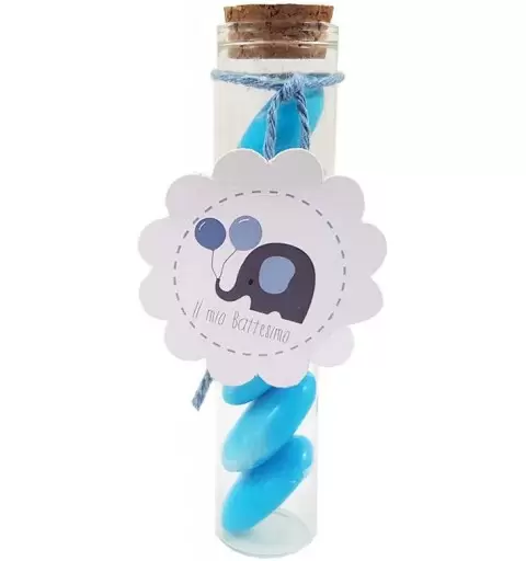 20 PROVETTE BATTESIMO BABY ELEPHANT CELESTE CON CIOCOPASSION