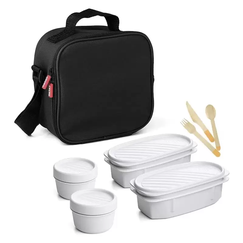 SET PRANZO PER ADULTI CON BORSA TERMICA E POSATE DI LEGNO