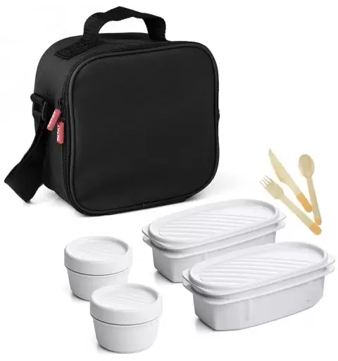 SET PRANZO PER ADULTI CON BORSA TERMICA E POSATE DI LEGNO