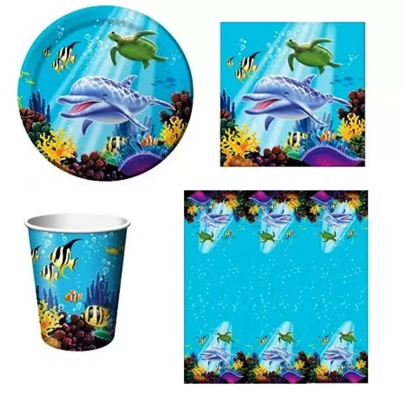 KIT N3 113 PZ COORDINATO TAVOLA FESTE PARTY FANTASIA OCEANO