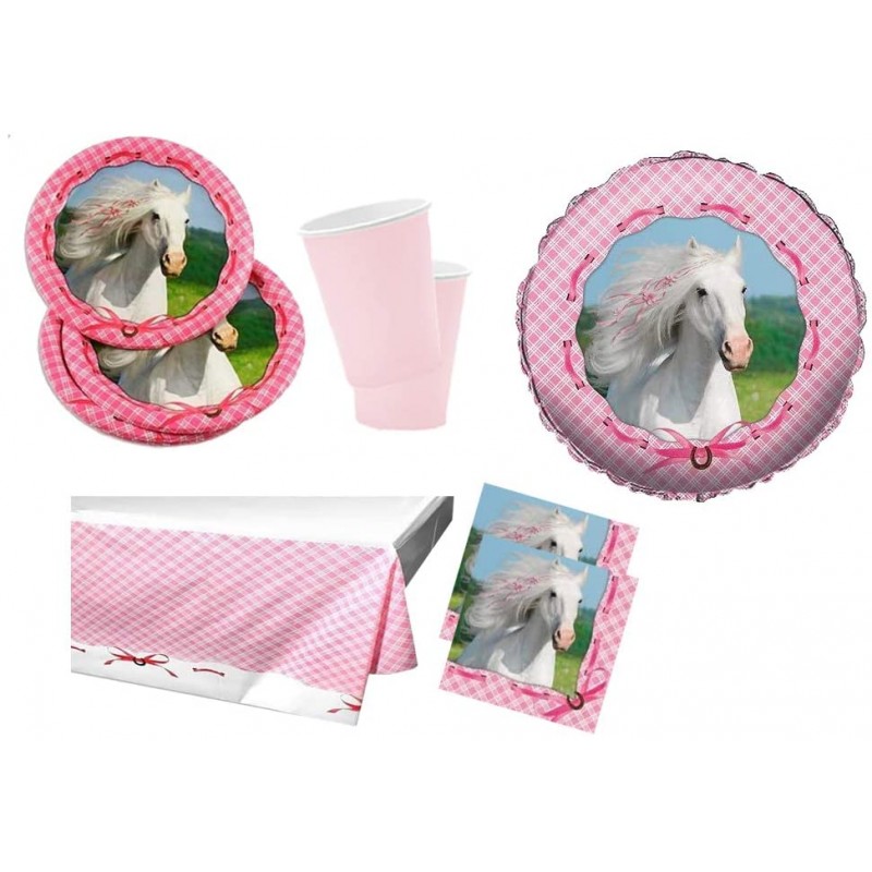 kit compleanno cavalli rosa