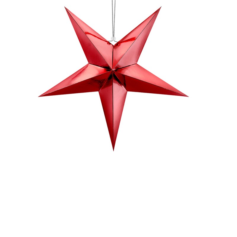 Stella Decorativa a 5 punte  in carta colore Rosso 30 cm GWP1-30-007M