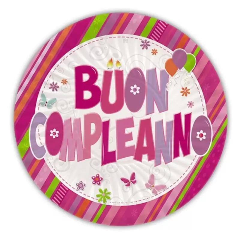 PIATTINI DESSERT BUON COMPLEANNO ROSA - 10 PZ