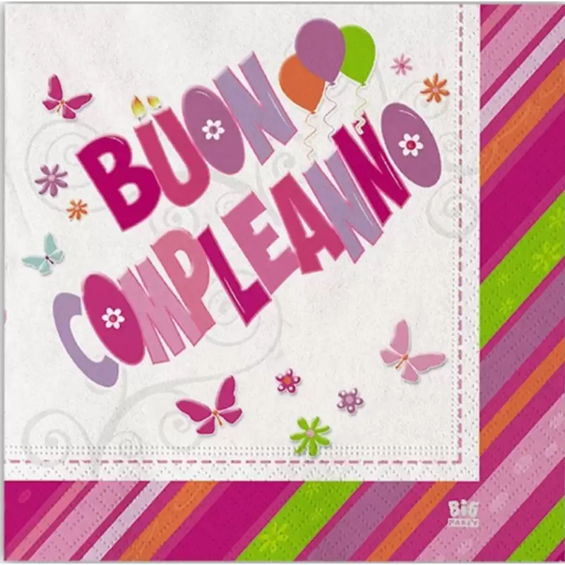 TOVAGLIOLI BUON COMPLEANNO ROSA - 20 PZ